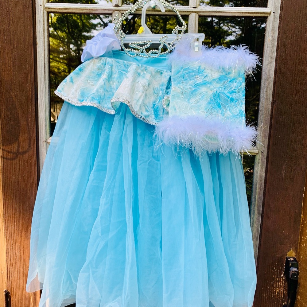Elsa Cinderella Snow Queen Costume Halloween tutu, muffled, crown and scrunchie